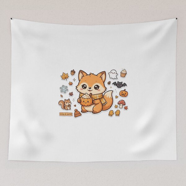 Item preview, Cute Autumn Fox and Friends Halloween Kawaii Sticker Pack designed and sold by     Fatma Creates.