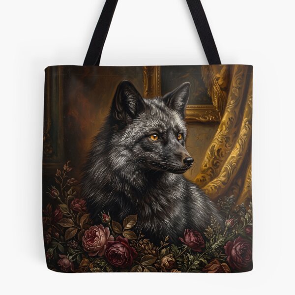 Item preview, Regal Silver Fox Portrait with Dark Roses designed and sold by Real Beast Art.