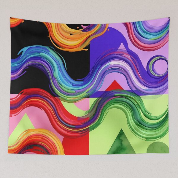 Item preview, wave cluster C colorful geometric wavy abstract design designed and sold by SmashingDeals.