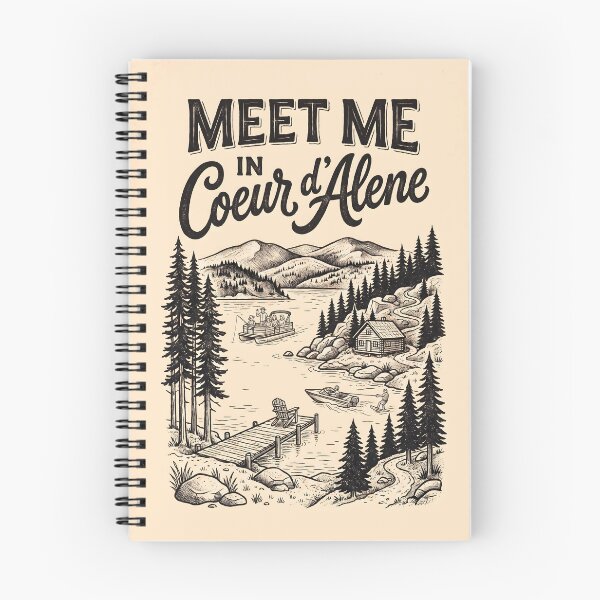 Item preview, Meet Me in Coeur d'Alene - Vintage Lake & Mountain Travel Poster designed and sold by Wild Places Paper Co..