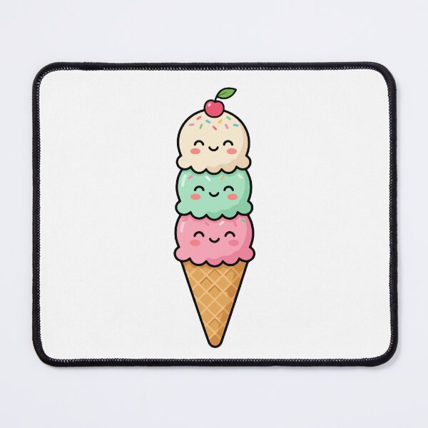 Item preview, Triple Scoop Ice Cream – Smiling Pastel Cone with Cherry & Sprinkles designed and sold by AliveStyle.