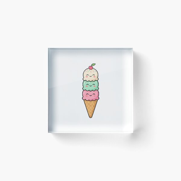 Item preview, Triple Scoop Ice Cream – Smiling Pastel Cone with Cherry & Sprinkles designed and sold by AliveStyle.
