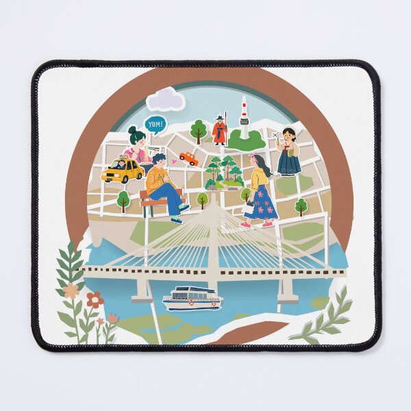 Item preview, Seoul Korea Travel Paper-Cut Illustration with Landmarks and Local Culture designed and sold by maewjpho.