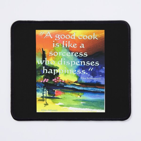 Item preview, Original abstract watercolor multi colored with the quote A Good Cook is like a sorceress who dispenses  happiness. designed and sold by aswoa.