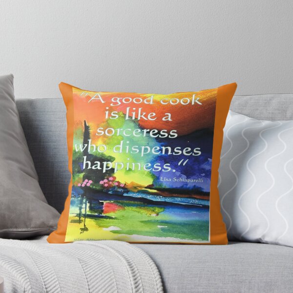 Item preview, Original abstract watercolor multi colored with the quote A Good Cook is like a sorceress who dispenses  happiness. designed and sold by aswoa.
