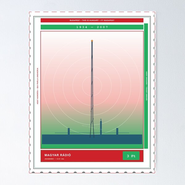 Item preview, Budapest Shortwave SWL DX Stamp 6105 kHz 1934–2007 designed and sold by TribeGlyph.