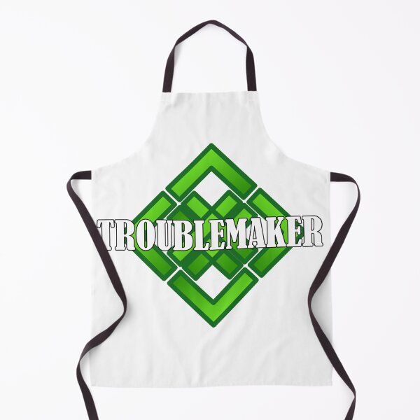Item preview, Troublemaker white lettering with black outline with green pattern designed and sold by natalik2024.