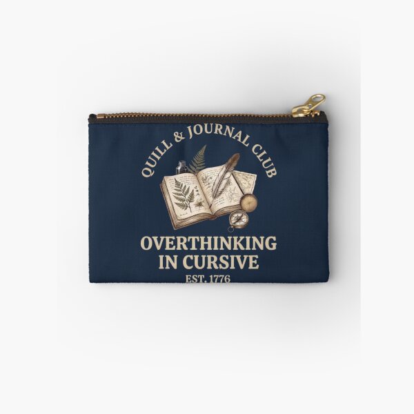 Item preview, Quill & Journal Club Overthinking In Cursive Badge designed and sold by CalmCapy Co.