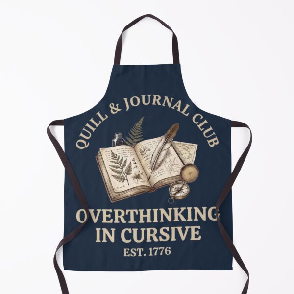 Item preview, Quill & Journal Club Overthinking In Cursive Badge designed and sold by CalmCapy Co.