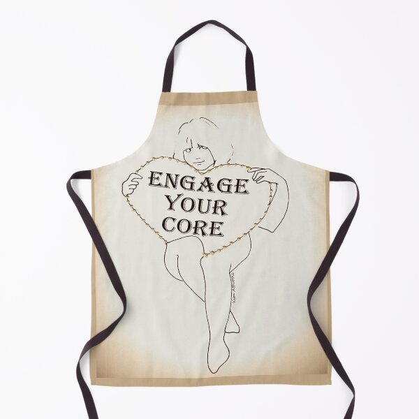 Item preview, Original drawing in cream tones of a girl holding a heart that says Engage Your Core. designed and sold by aswoa.