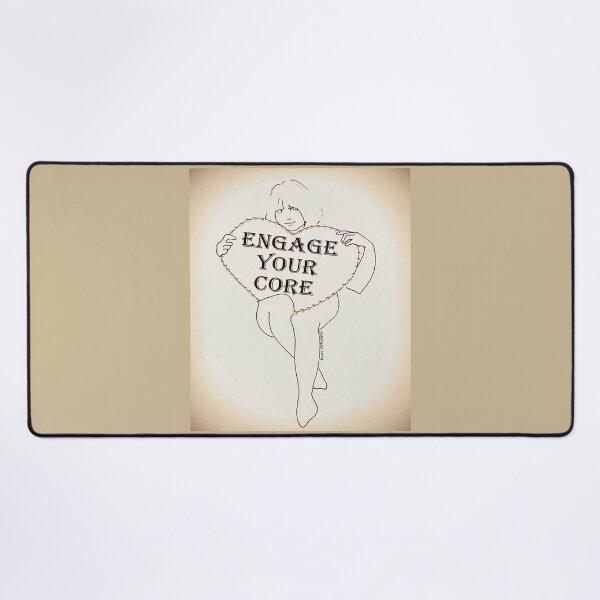 Item preview, Original drawing in cream tones of a girl holding a heart that says Engage Your Core. designed and sold by aswoa.
