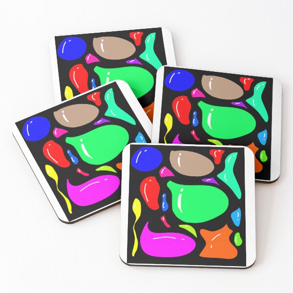 Item preview, Colorful Abstract Organic Shapes on Black Background designed and sold by nighttime1990.