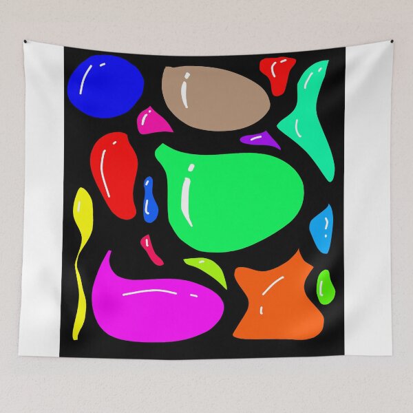 Item preview, Colorful Abstract Organic Shapes on Black Background designed and sold by nighttime1990.