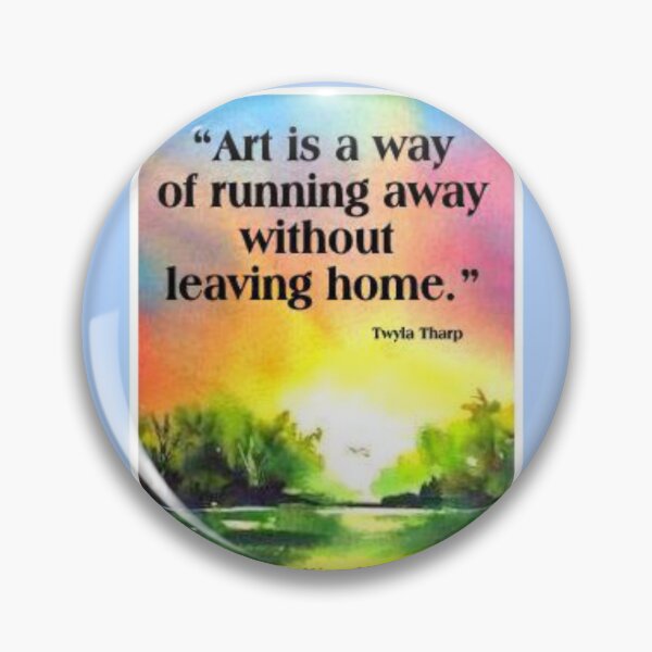 Item preview, Original watercolor of a coastal scene framed in blue that says, Art is a Way of Running Away Without Leaving Home. designed and sold by aswoa.