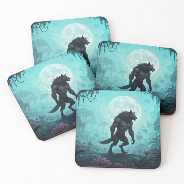 Item preview, Full Moon Rises Over a Solitary Werewolf on a Surreal Landscape designed and sold by Fanta-sticky.