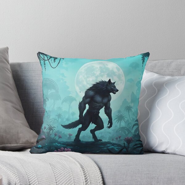 Item preview, Full Moon Rises Over a Solitary Werewolf on a Surreal Landscape designed and sold by Fanta-sticky.