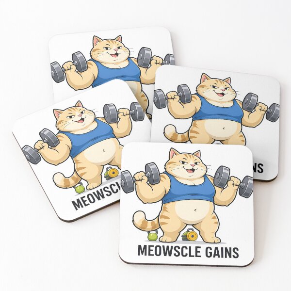 Item preview, Gym Cat Muscle Bodybuilder - Meowscle Gains designed and sold by CodeCapyVibes.