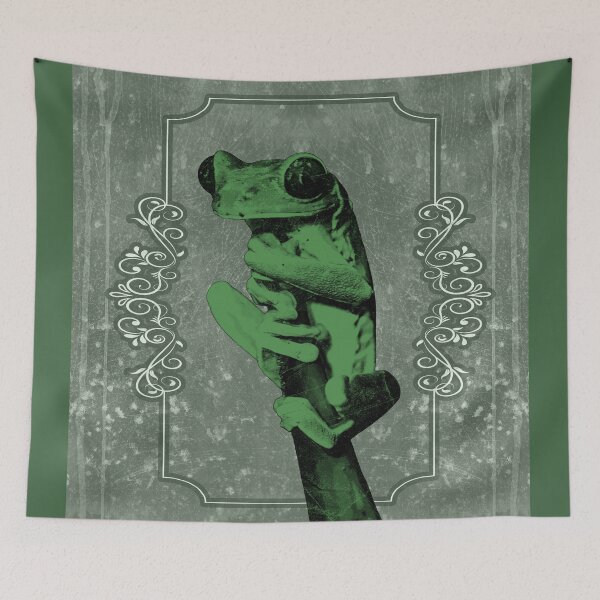 Item preview, Tree Frog Clinging to Branch Amphibian Portrait Dark Green designed and sold by Ghoul Enterprises.