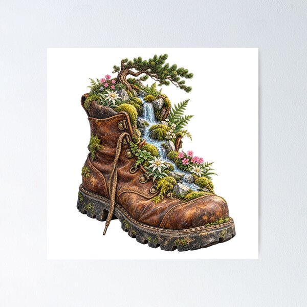 Item preview, Hiking boot transformed into an alpine garden designed and sold by Lazenco.