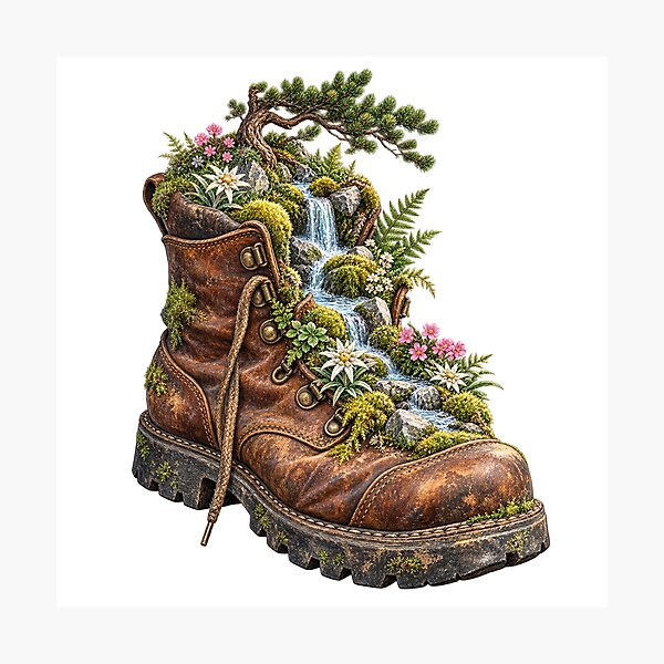 Item preview, Hiking boot transformed into an alpine garden designed and sold by Lazenco.