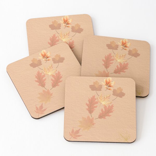 Item preview, Elegant autumn composition with falling leaves and soft paper texture designed and sold by Diseño que alegran tu día.