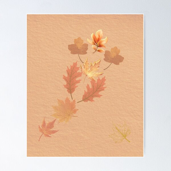 Item preview, Elegant autumn composition with falling leaves and soft paper texture designed and sold by Diseño que alegran tu día.