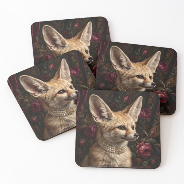 Item preview, Regal Fennec Fox Portrait with Gold Brooch designed and sold by Real Beast Art.