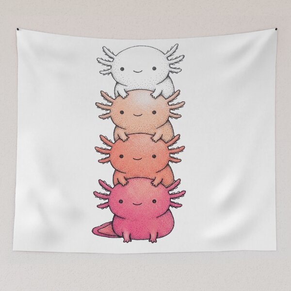 Item preview, Stacked Axolotls – White, Peach, Coral & Pink Smiling Friends designed and sold by AliveStyle.