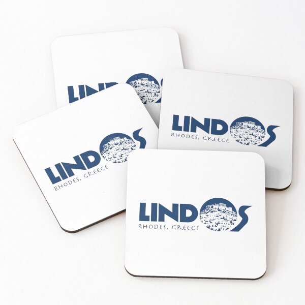 Item preview, Lindos, Rhodes Greece – Acropolis & Village Typography designed and sold by CustomTravelArt.