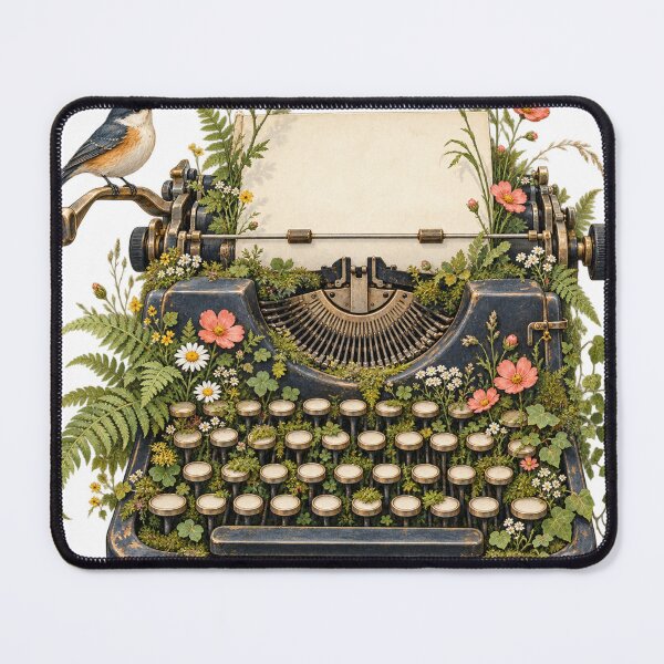 Item preview, Typewriter covered in wildflowers designed and sold by Lazenco.