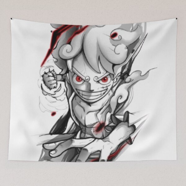 Item preview, Luffy Gear 5 Nika – One Piece Black & White Red Accent Art designed and sold by frantuliuss.