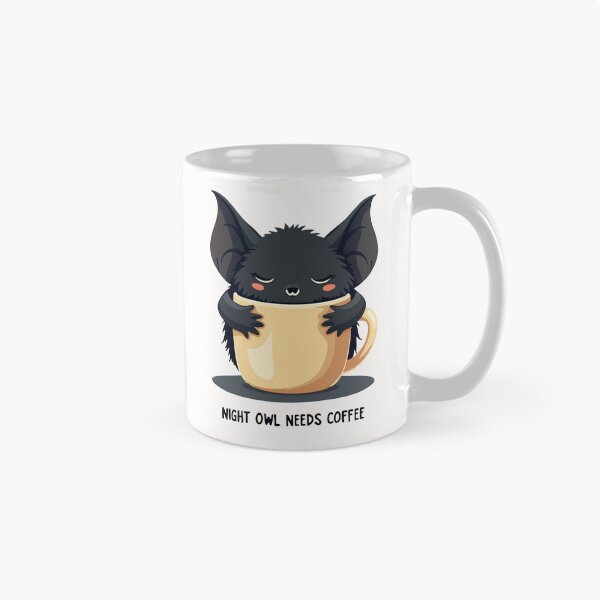 Item preview, Night Owl Needs Coffee - Funny bat with coffee designed and sold by Hans-Design.