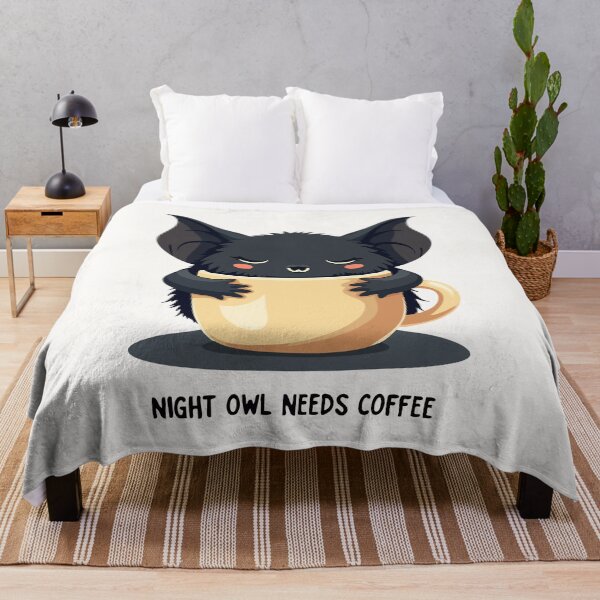 Item preview, Night Owl Needs Coffee - Funny bat with coffee designed and sold by Hans-Design.