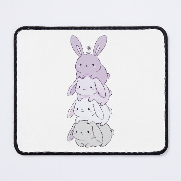 Item preview, Stacked Bunnies – Lavender & White Rabbit Tower with Flower designed and sold by AliveStyle.