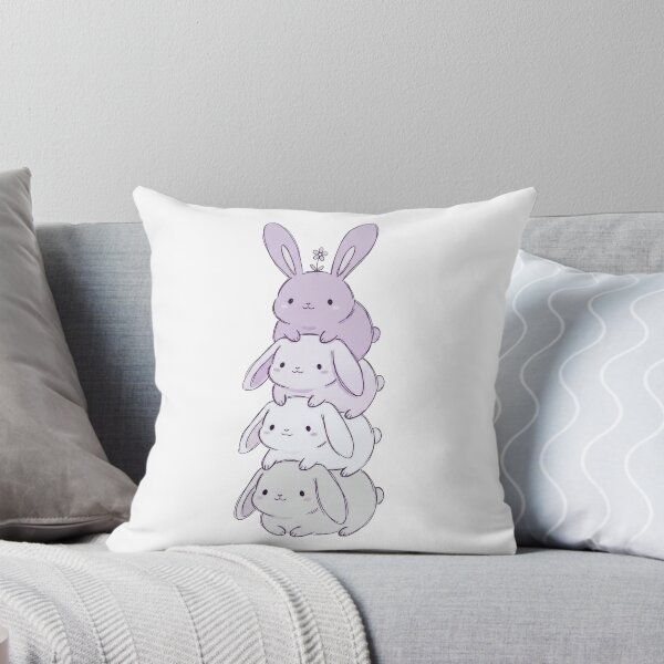 Item preview, Stacked Bunnies – Lavender & White Rabbit Tower with Flower designed and sold by AliveStyle.