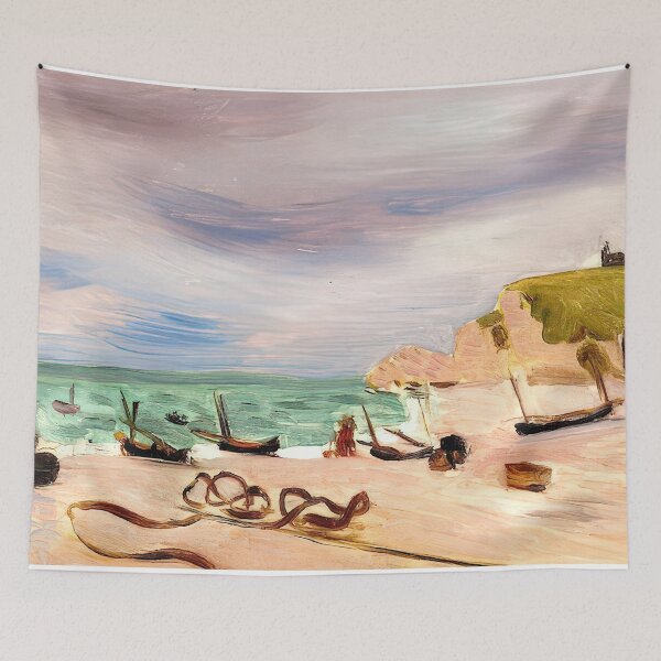 Item preview, Ropes on the beach at etretat 1920 designed and sold by VeilOfPigments.