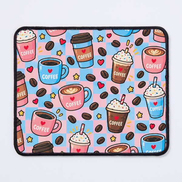 Item preview, Cute Coffee Lover Checkerboard Pattern – Colorful Kawaii Coffee Cups designed and sold by IMuDesigner.
