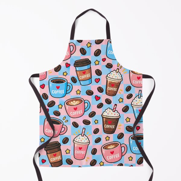 Item preview, Cute Coffee Lover Checkerboard Pattern – Colorful Kawaii Coffee Cups designed and sold by IMuDesigner.