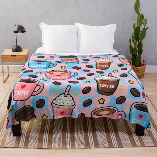 Item preview, Cute Coffee Lover Checkerboard Pattern – Colorful Kawaii Coffee Cups designed and sold by IMuDesigner.