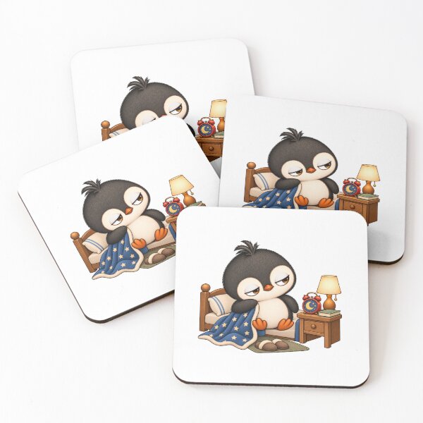 Item preview, Taro the Penguin Sleeping in Bed | Cute Sleepy Penguin Cozy Night Art designed and sold by MrDev.