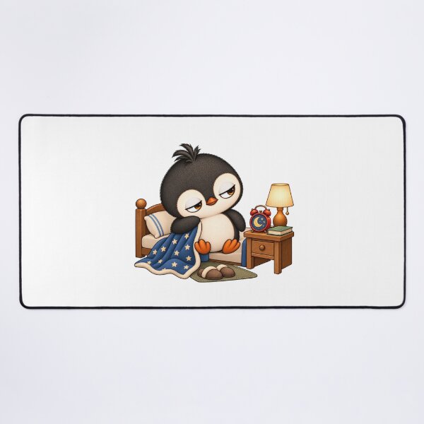 Item preview, Taro the Penguin Sleeping in Bed | Cute Sleepy Penguin Cozy Night Art designed and sold by MrDev.