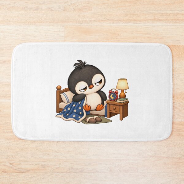 Item preview, Taro the Penguin Sleeping in Bed | Cute Sleepy Penguin Cozy Night Art designed and sold by MrDev.