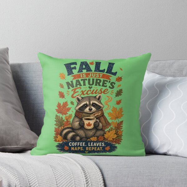 Item preview, Cute Raccoon Cozy Autumn Coffee Quote T-Shirt designed and sold by InkWeaveShop.