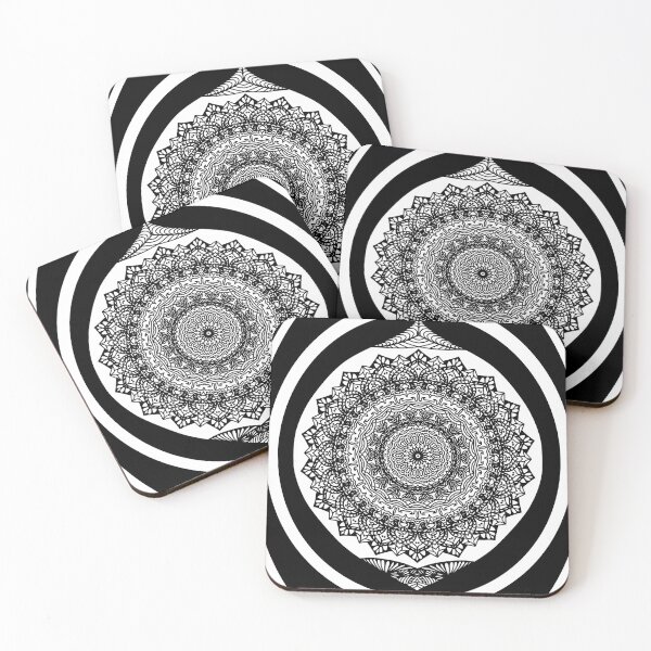 Item preview, Intricate Black and White Mandala with Ornamental Floral Details designed and sold by nighttime1990.