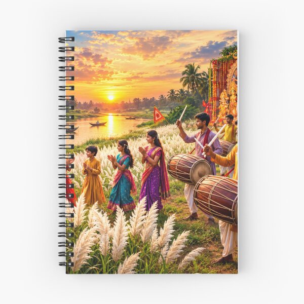 Aperçu de l'œuvre Célébration de Durga Puja au bord de la rivière créée et vendue par Design Sounds Studio.