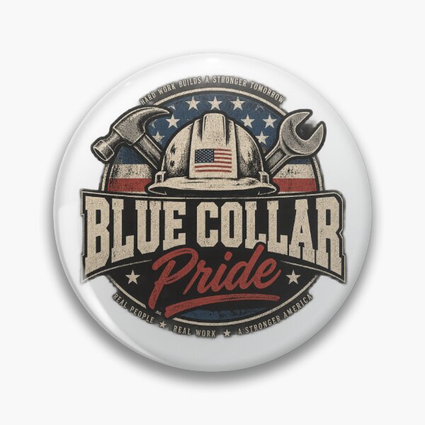 Item preview, Blue Collar Pride Vintage Worker Badge – Hard Hat & Tools American Workwear Design designed and sold by 1DreamerShop.