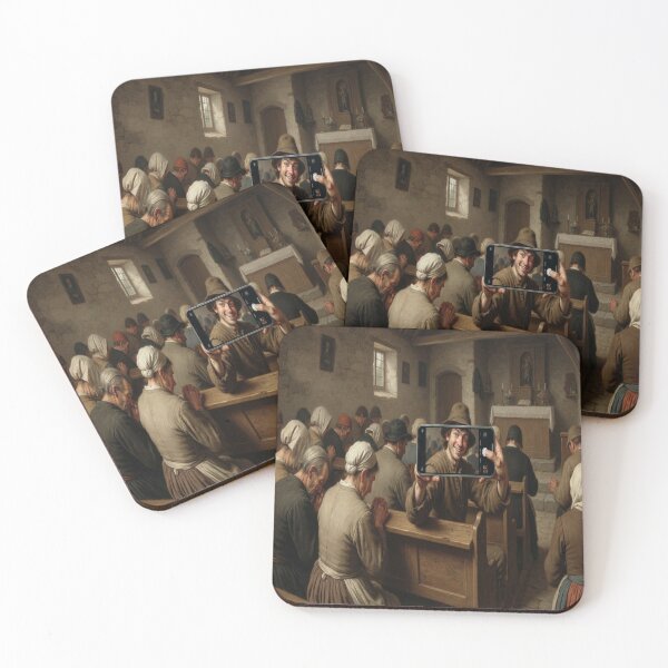 Item preview, Funny Peasant Taking Selfie in Church Historical Meme Art designed and sold by AfresStudio.