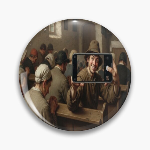 Item preview, Funny Peasant Taking Selfie in Church Historical Meme Art designed and sold by AfresStudio.