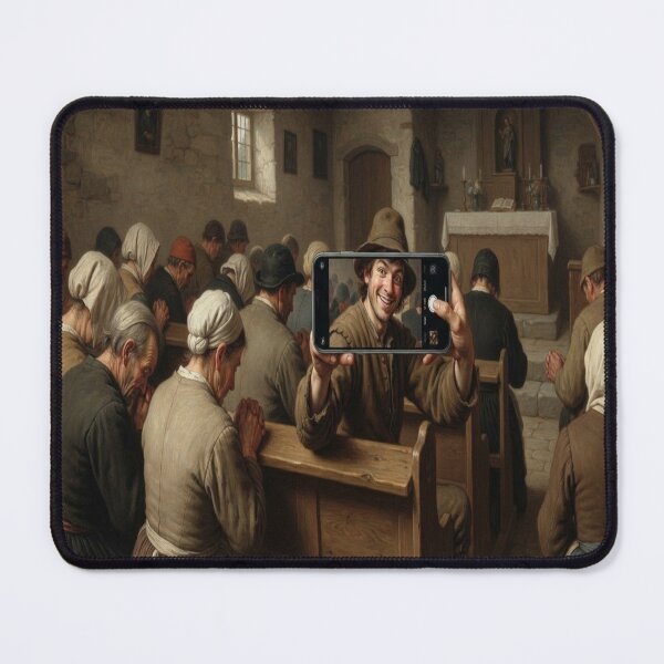 Item preview, Funny Peasant Taking Selfie in Church Historical Meme Art designed and sold by AfresStudio.
