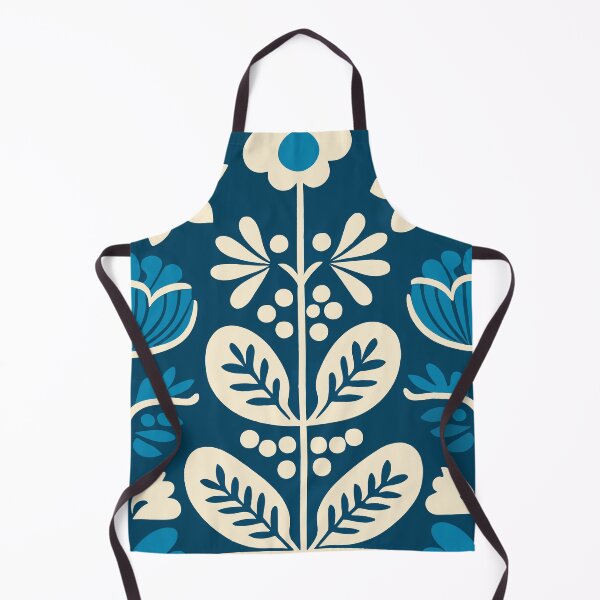 Item preview, Blue and White Scandinavian Folk Floral Pattern designed and sold by Look Look.